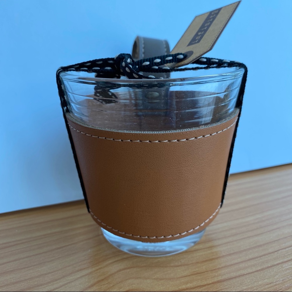 Leather Holder Sleeve and Glass Cup - Picture 5 of 9